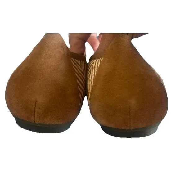 Vionic Minna Womens 11 Tan Ballet Flat Herringbone Calf Hair Bow Suede Cap Toe - Picture 10 of 16